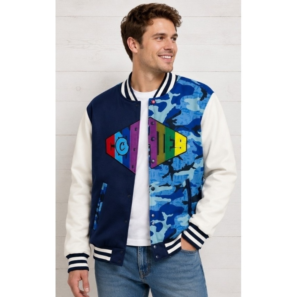 Cookies Blue Split Camo letterman jacket size Medium NWT Excellent New D25
